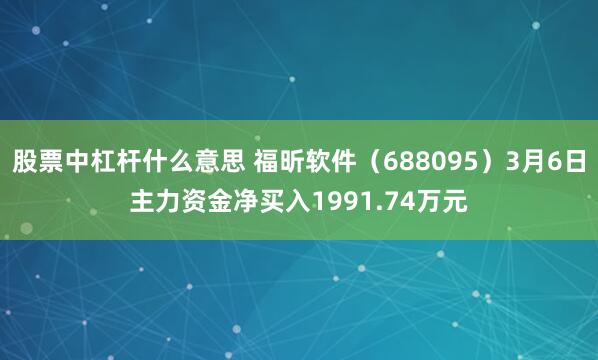股票中杠杆什么意思 福昕软件（688095）3月6日主力资金净买入1991.74万元