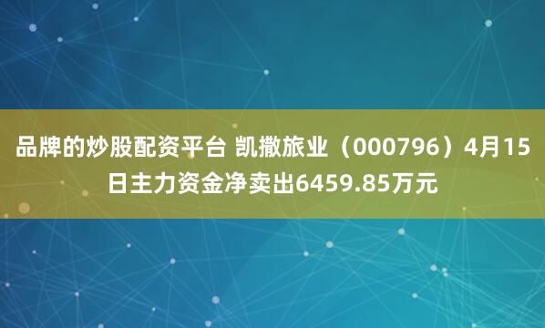 品牌的炒股配资平台 凯撒旅业（000796）4月15日主力资金净卖出6459.85万元