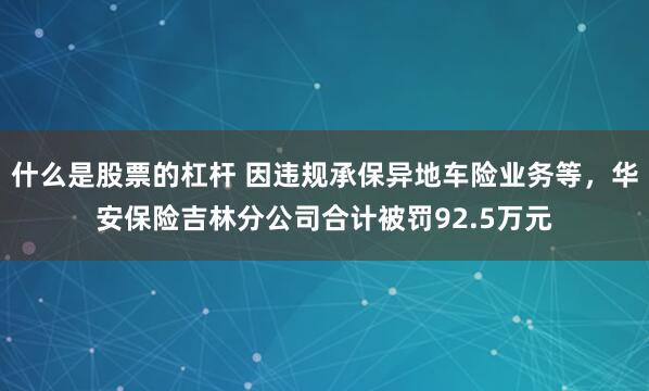 什么是股票的杠杆 因违规承保异地车险业务等，华安保险吉林分公司合计被罚92.5万元